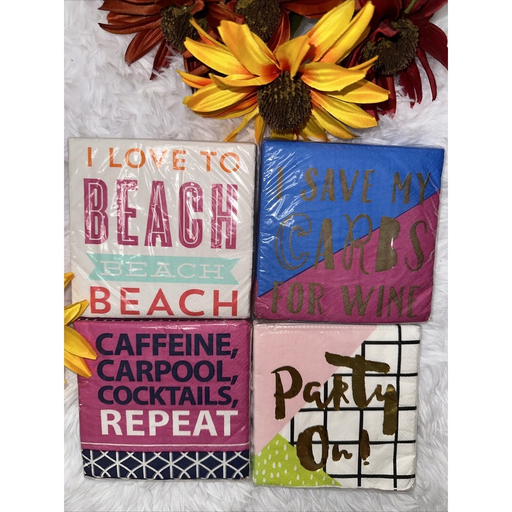 Slant Collections Inviting Company Assorted Beverage Napkins 20ct 3-Ply 4 Packs